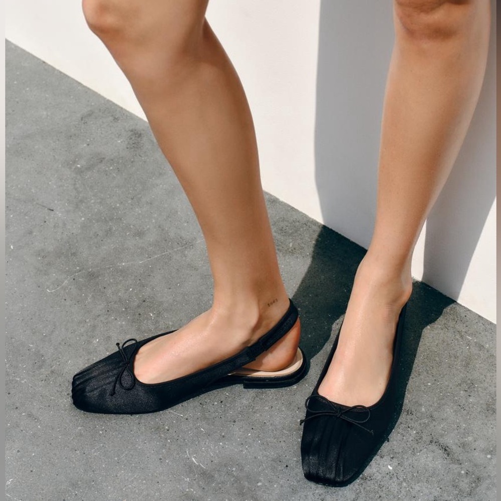 Black satin ballet slingback - Zara